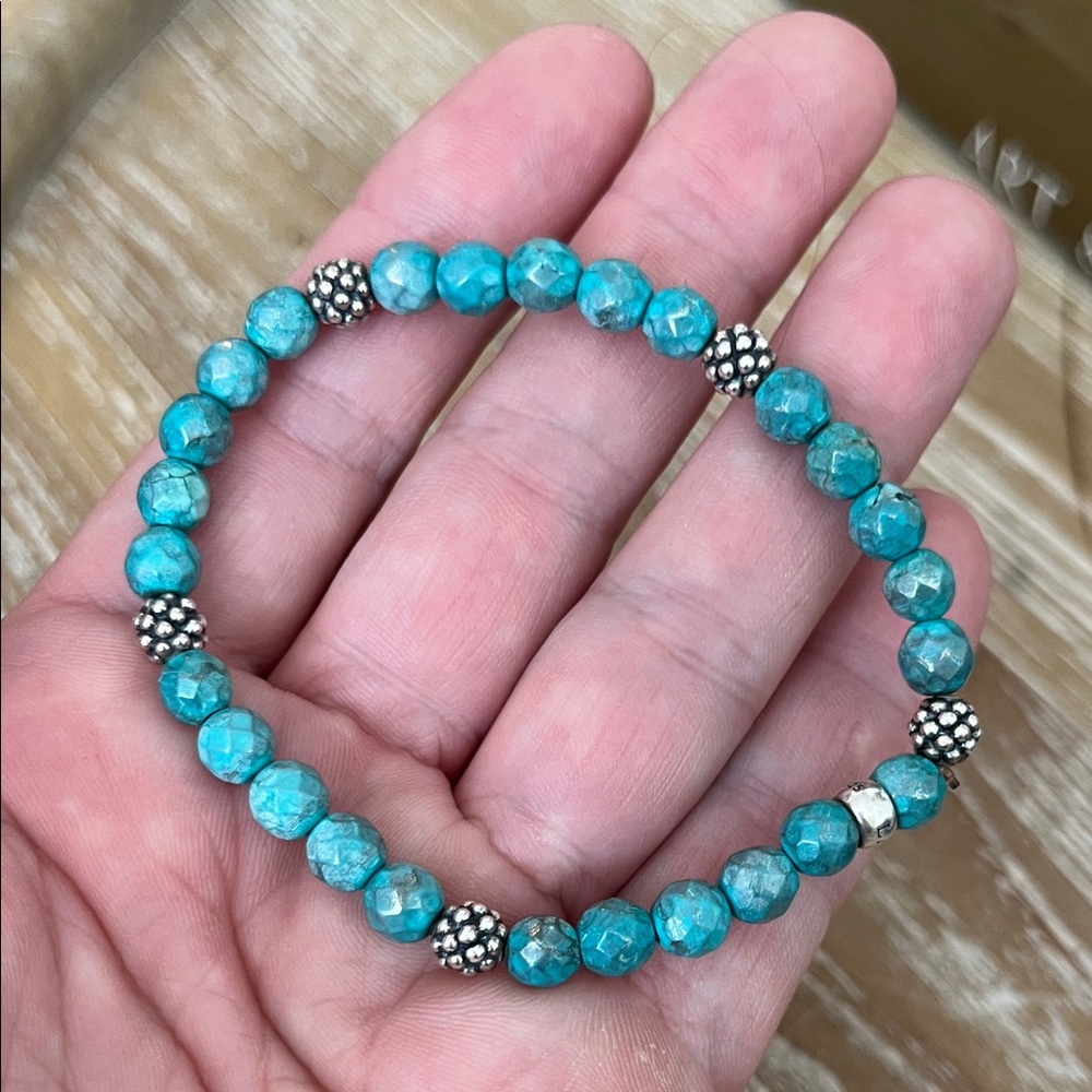 LAGOS Signature Caviar Five Station Sterling Turquoise Bead Bracelet - Picture 4 of 9